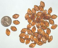 50 12mm Transparent Topaz Leaf Beads
